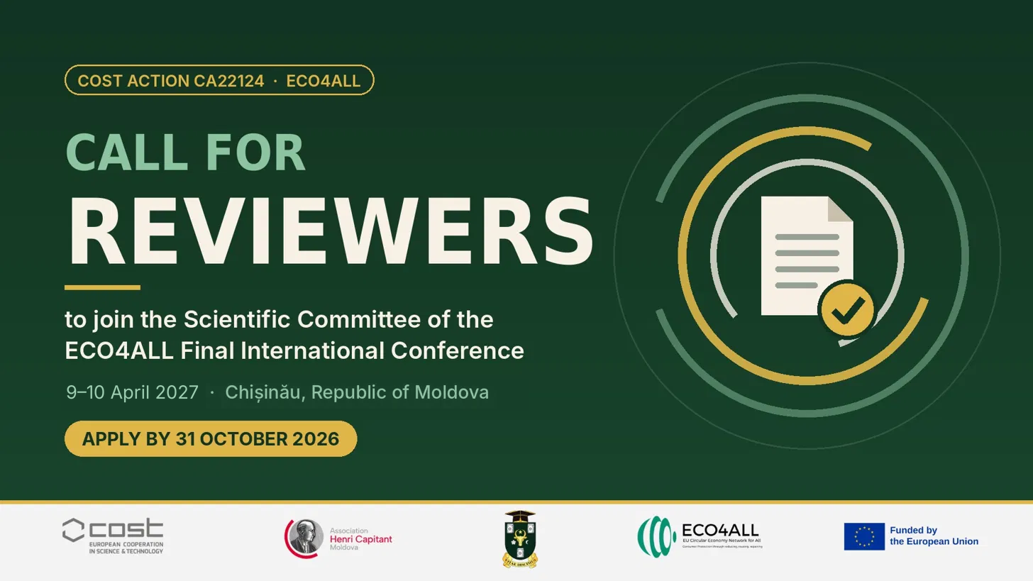 Call for Reviewers to Join the Scientific Committee of the ECO4ALL Final International Conference, Chișinău, 09–10 April 2027